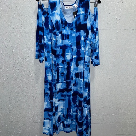 Susan Graver Blue Cold Shoulder Sundress - Picture 1 of 4